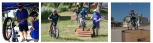 three pictures of a bike rodeo
