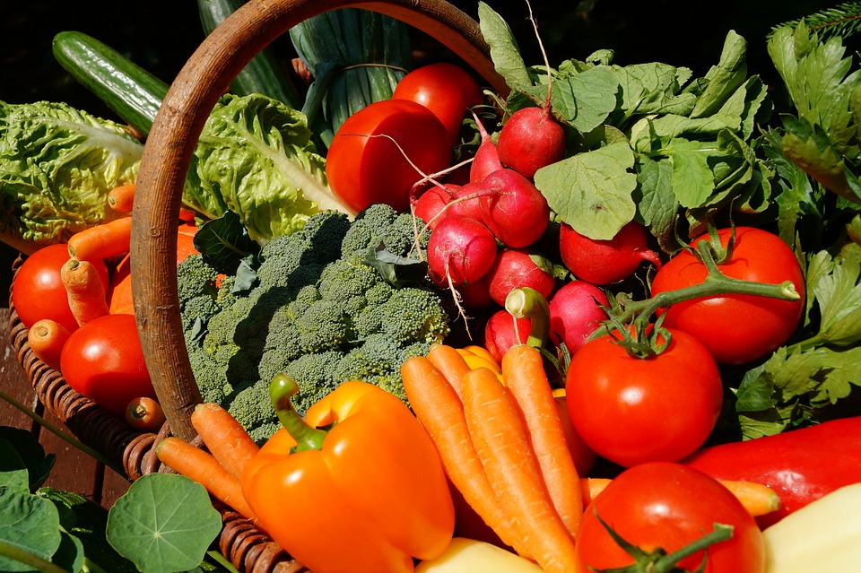 Raw vegetables in a basket