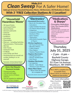 Bayfield County Household Hazardous Waste (HHW) Event ~ July 31, 2025