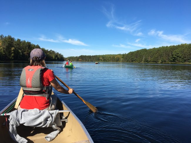 Canoeing red life jacket