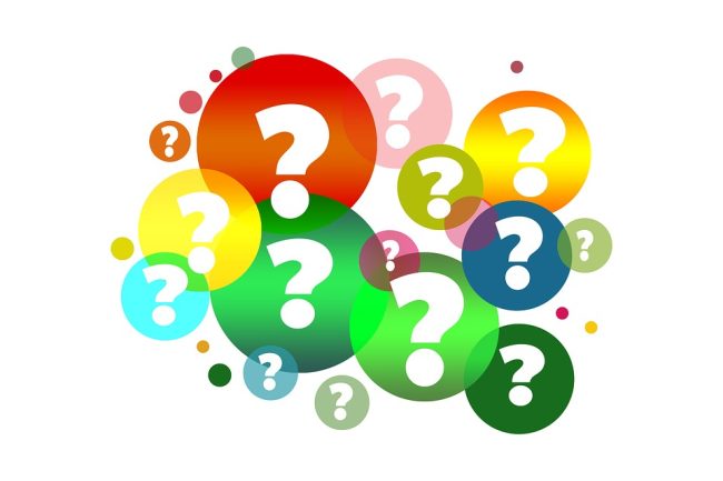 Question Marks in colored bubbles
