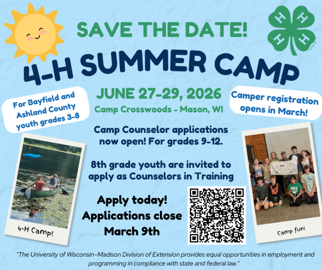 Save the date for 4-H Summer Camp